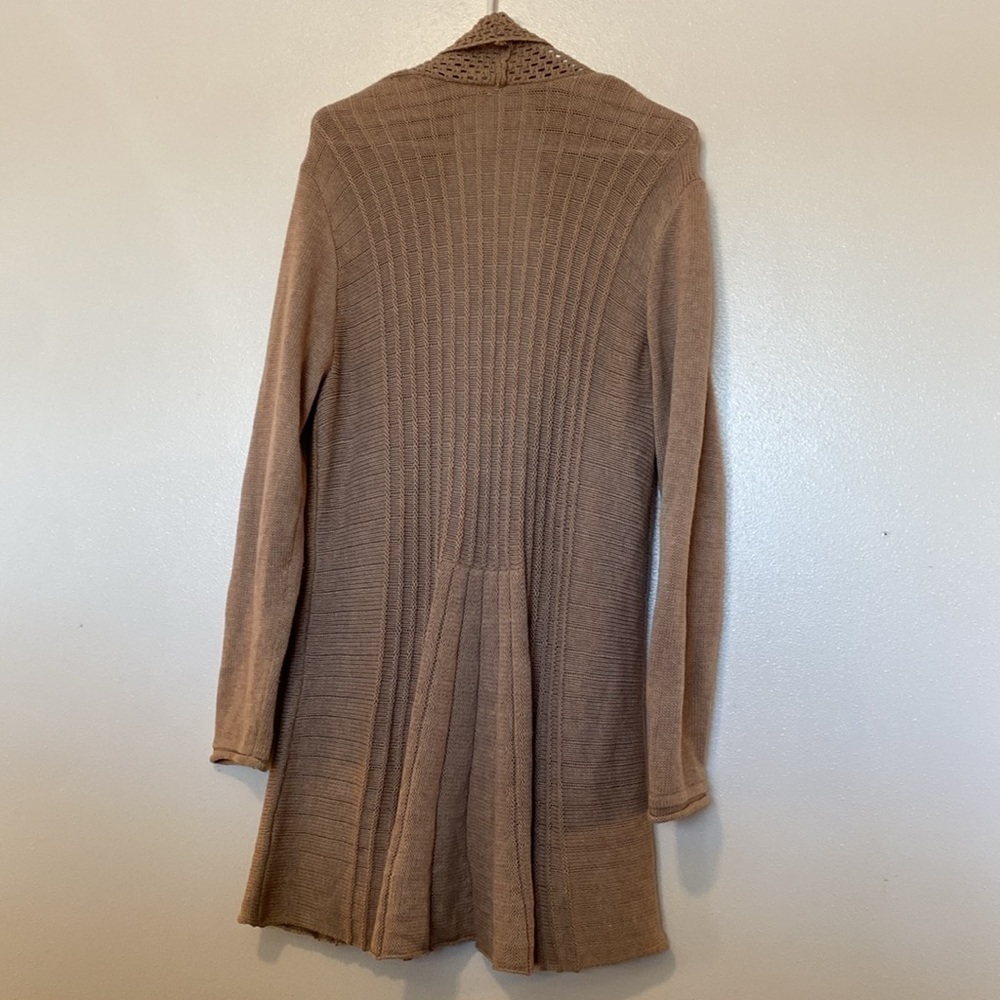 NY Collection camel cotton blend open mixed chunky knit cardigan sweater… - Picture 7 of 10